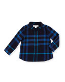 Fred Mini Long-Sleeve Check Shirt, Navy, Size 6M-3Y