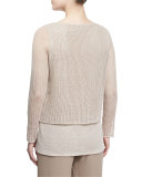 Long-Sleeve Layered Linen Top W/ Cami