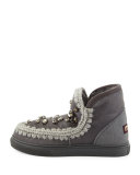 Mini Eskimo Suede Rhinestone Sneaker, Charcoal