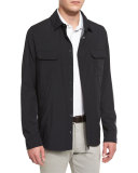 Snap-Front Long-Sleeve Shirt Jacket, Black