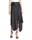 Greta Dot-Print Wrap Skirt, Black