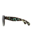 Square Butterfly Sunglasses w/ Overlay Lenses