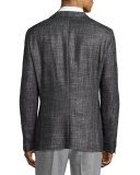 Nobis Oversized Melange Slim-Fit Sport Coat, Black/Gray