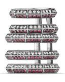 Stax Cage Ring with Rubies & Diamonds in Sterling Silver