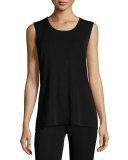 Round Sleeveless Tank, Black 