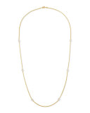 18k Gold Necklace with Diamond Stations, 36"