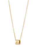 18K Yellow Gold Mini Pois Mois Cube Necklace