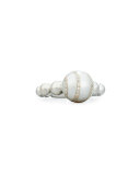 Diamond-Striped White South Sea Pearl Ring, Size 6.5