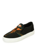 Cerro Blanco Leather Slip-On Sneaker, Black/Orange