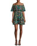 Tylie Floral-Print Off-the-Shoulder Ruffle Mini Dress, Multicolor