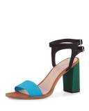 Sylvia Colorblock City Sandal, Turquoise