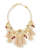 Tassel Station Statement Necklace, Petal White