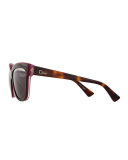 Graphic Square Sunglasses, Havana/Purple/Pink