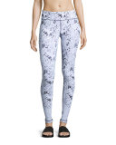 Leaf Jacquard Athletic Leggings, White
