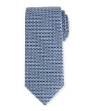 Neat Micro-Geometric Silk Tie, Blue/Gray