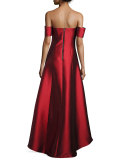 Strapless Satin High-Low Gown, Garnet