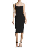 Open-Back Sleeveless Sheath Dress, Black