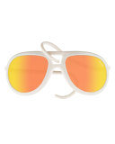 Drop Universal Fit Rubber Aviator Sunglasses, Pearl/Orange