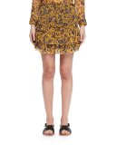 Brinley Tiered Floral Silk Skirt, Yellow