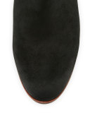 Petty Suede Faux-Shearling Ankle Boot, Black