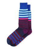 Multicolored Dual-Stripe Socks, Navy