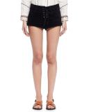 Danton Suede Tie-Front Shorts, Black