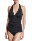 Mesh Solids Hipster Swim Bottom, Black