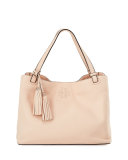 Thea Center-Zip Tote Bag w/ Tassels, Sweet Melon