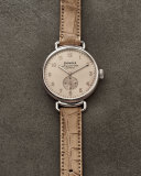 38mm Canfield Alligator Strap Watch, Nude Pink/Silver