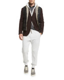 Rustic Quilted Wool Vest, Anthracite