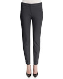 Stretch-Cuff Slim-Leg Ankle Pants, Storm Gray
