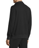 Mesh-Trim Half-Zip Pullover Sweater, Black