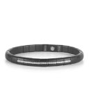 Pura Matte Black Ceramic & 18K White Gold Bracelet with White Diamonds, 0.25 tdcw