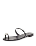 Patent Toe-Ring Flat Sandal, Nero