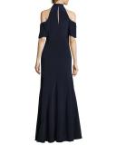 Gayle Cold-Shoulder Silk Crepe de Chine Gown