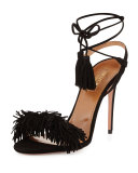 Wild Thing Suede 105mm Sandal, Black