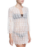Darcie Floral-Crochet Tunic Coverup