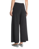 Wide-Leg Knit Pants, Charcoal