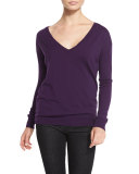 Easy Merino V-Neck Sweater, Plum