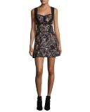 Floral Jacquard Sleeveless Mini Dress, Multi