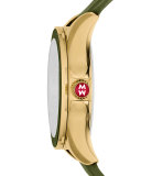 Cape Green Silicone Strap Watch with Pink Topaz Dial Markers, Golden