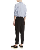 Pull-On Tapered Cropped Trousers