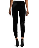 Stretch Velvet Ankle Leggings, Black 