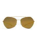 Esse Geometric Aviator Sunglasses, Gold
