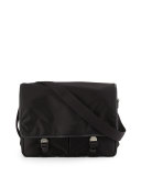 Large Nylon Messenger Bag, Black
