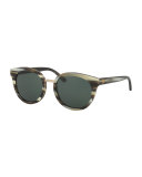 Monochromatic Round Sunglasses, Green Horn