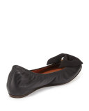 Pearly Bow Ballerina Flat, Black