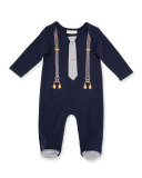 Footed Suspender Coverall, Navy, Size 3-9 Months