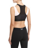 Double-Strap Racing Sports Bra, Black/Blush