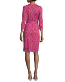 New Julian Two Shalamar Trellis Silk Wrap Dress, Pink